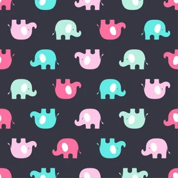 Pattern with pink and blue elephants Stock Illustration