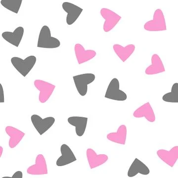 Pattern of pink and gray hearts Stock Illustration