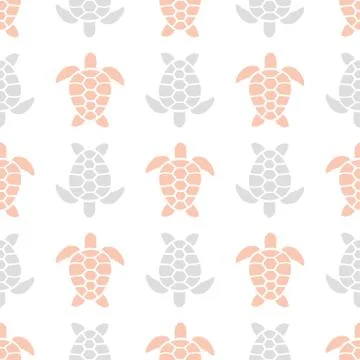 Pattern with pink and gray turtles Stock Illustration