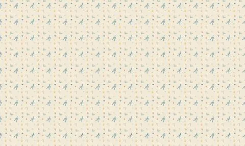 Pattern with pink and green flowers and leaves on beige background Stock Illustration