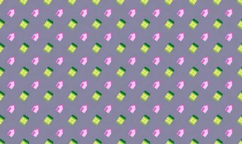 Pattern of pink and green pills on grey background Stock Illustration