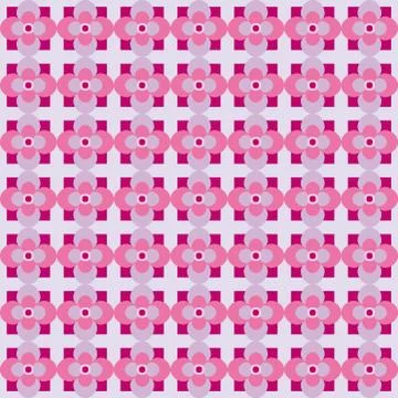 Pattern with pink and violet stylized flowers Stock Illustration