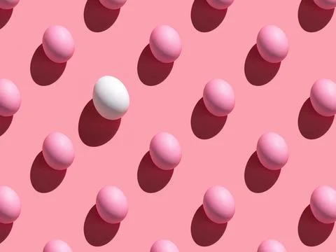 A pattern of pink and white eggs on a pink background. Stock-Fotos