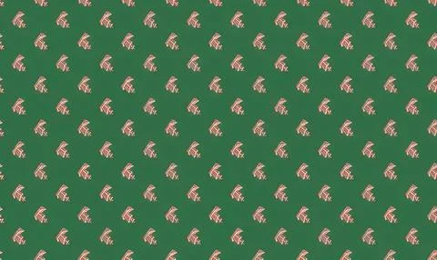 Pattern of pink and white flamingos on green background Stock Illustration