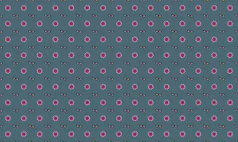 Pattern of pink and white flowers on blue background Stock Illustration