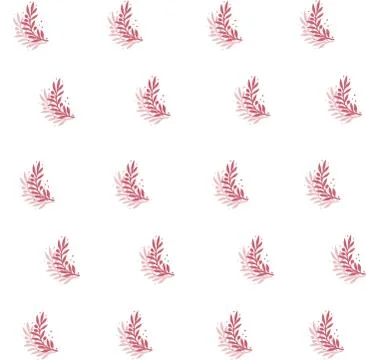  pattern pink bush tree branch on white background Stock Illustration