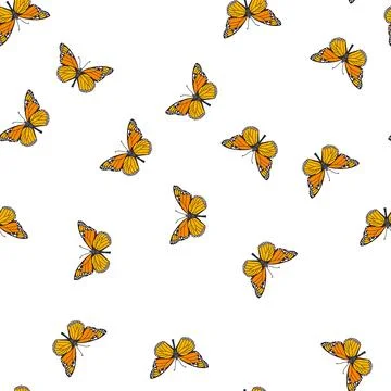 Pattern pink butterfly cartoon vector Stock Illustration