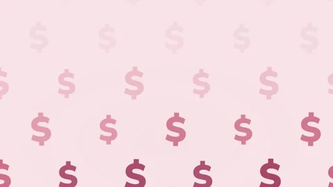 A pattern of pink dollar sign symbols arranged in horizontal rows, transiti.. Stock Footage 346563974