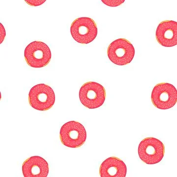 Pattern pink donut with sprinkles on white background 스톡 일러스트