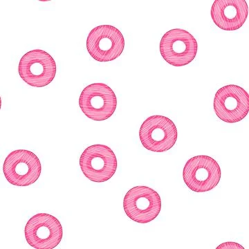 Pattern pink donut with white icing stripes Stock Illustration