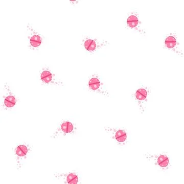 Pattern pink effervescent tablet dissolving with rising bubbles Illustrazione stock