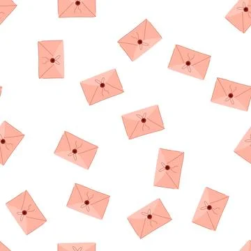 Pattern pink envelope with wax seal and string Ilustración de archivo