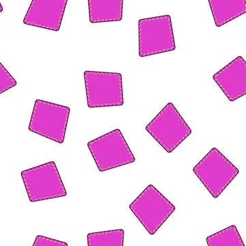 Pattern Pink fabric patch with yellow stitches design Stock Illustration
