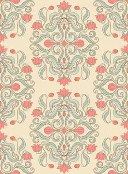 Pattern with pink flowers Stock Illustration