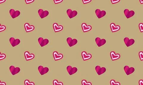 Pattern of pink hearts on a beige background Stock Illustration