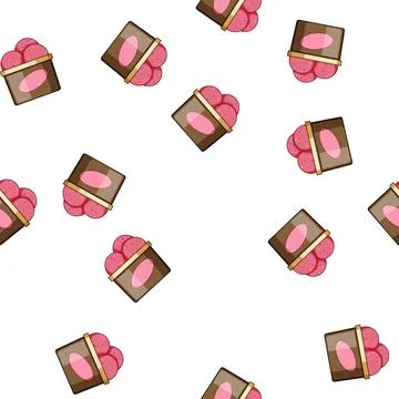 Pattern Pink ice cream scoops in takeaway container Ilustración de archivo