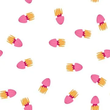 Pattern pink jellyfish cartoon vector element for marine life design Stock Illustration