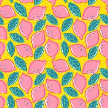 Pattern with pink lemons. Stock-Illustration