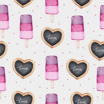 Pattern of pink lipstick and heart-shaped chalkboard signs Stock Illustration