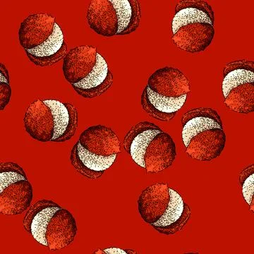 Pattern pink lychees sketch hand drawn Stock Illustration