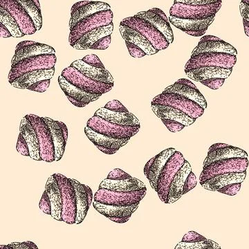 Pattern pink marshmallow candy sketch hand drawn イラスト素材