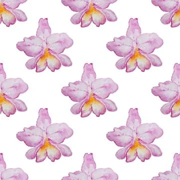 Pattern with pink orchids Stock Illustration