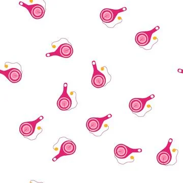 Pattern pink paddle ball toy with yellow ball Stock Illustration
