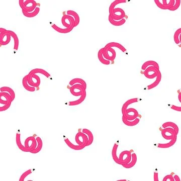 Pattern pink pencil forming number six creative concept Illustration