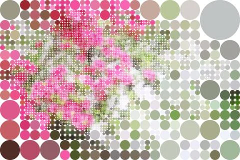 Pattern of pink, red grey and green small and bigger dots Stock Illustration