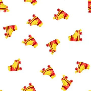 Pattern pink roller skate cartoon vector イラスト素材