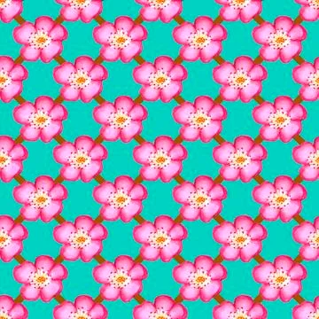 Pattern pink rose hips. Roses seamless pattern. Watercolor. Stock Illustration