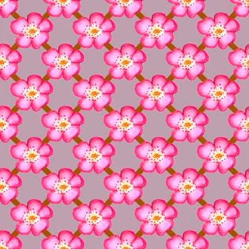 Pattern pink rose hips. Roses seamless pattern. Watercolor. Stock Illustration