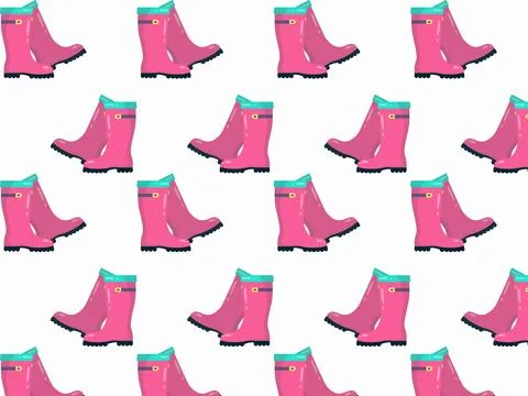 Pattern of pink rubber boots. Vector illustration Stock Illustration