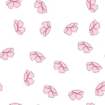 Pattern pink sakura cherry blossom cartoon vector イラスト素材