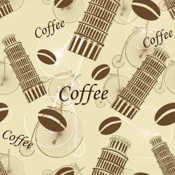 Pattern with the Pisa Tower and bicycles Stock Illustration