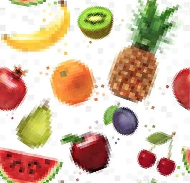 Pattern pixel fruits Stock Illustration