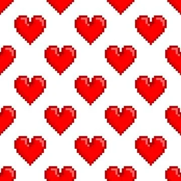 Pattern with pixel hearts Illustrazione stock