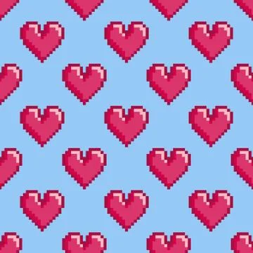 Pattern with pixel hearts イラスト素材