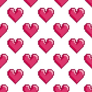 Pattern with pixel hearts Stock-Illustration