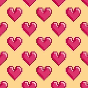 Pattern with pixel hearts イラスト素材