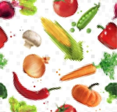 Pattern pixel vegetables Stock Illustration