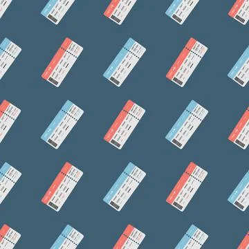 Pattern of plane tickets on a dark green background Illustrazione stock