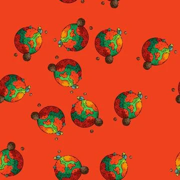 Pattern planet magic sketch hand drawn Stock Illustration