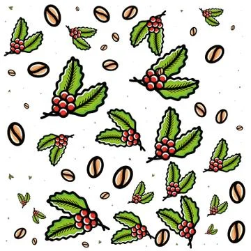 Pattern of plant coffee and grains Stock Illustration