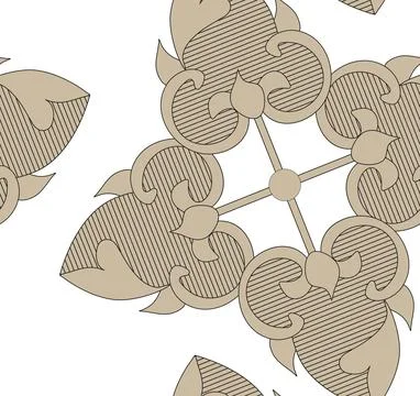 A pattern of plant elements in the form of leaves in the style of Russian fol Stockillustratie