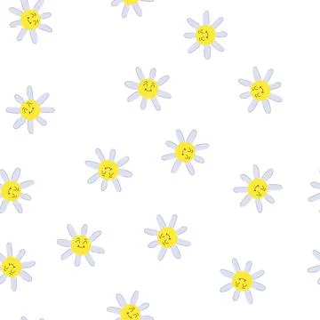 Pattern plant flower face cartoon vector イラスト素材
