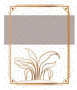 Pattern plant with frame golden isolated icon 스톡 일러스트