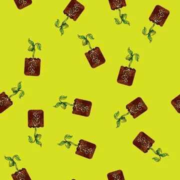Pattern plant leaves appeared sketch hand drawn イラスト素材