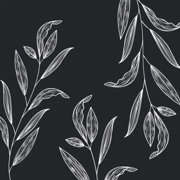 Pattern plants and herbs isolated icon Stock Illustration