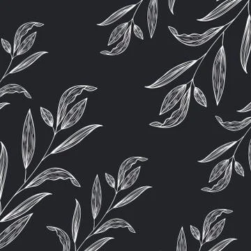 Pattern plants and herbs isolated icon Stock Illustration